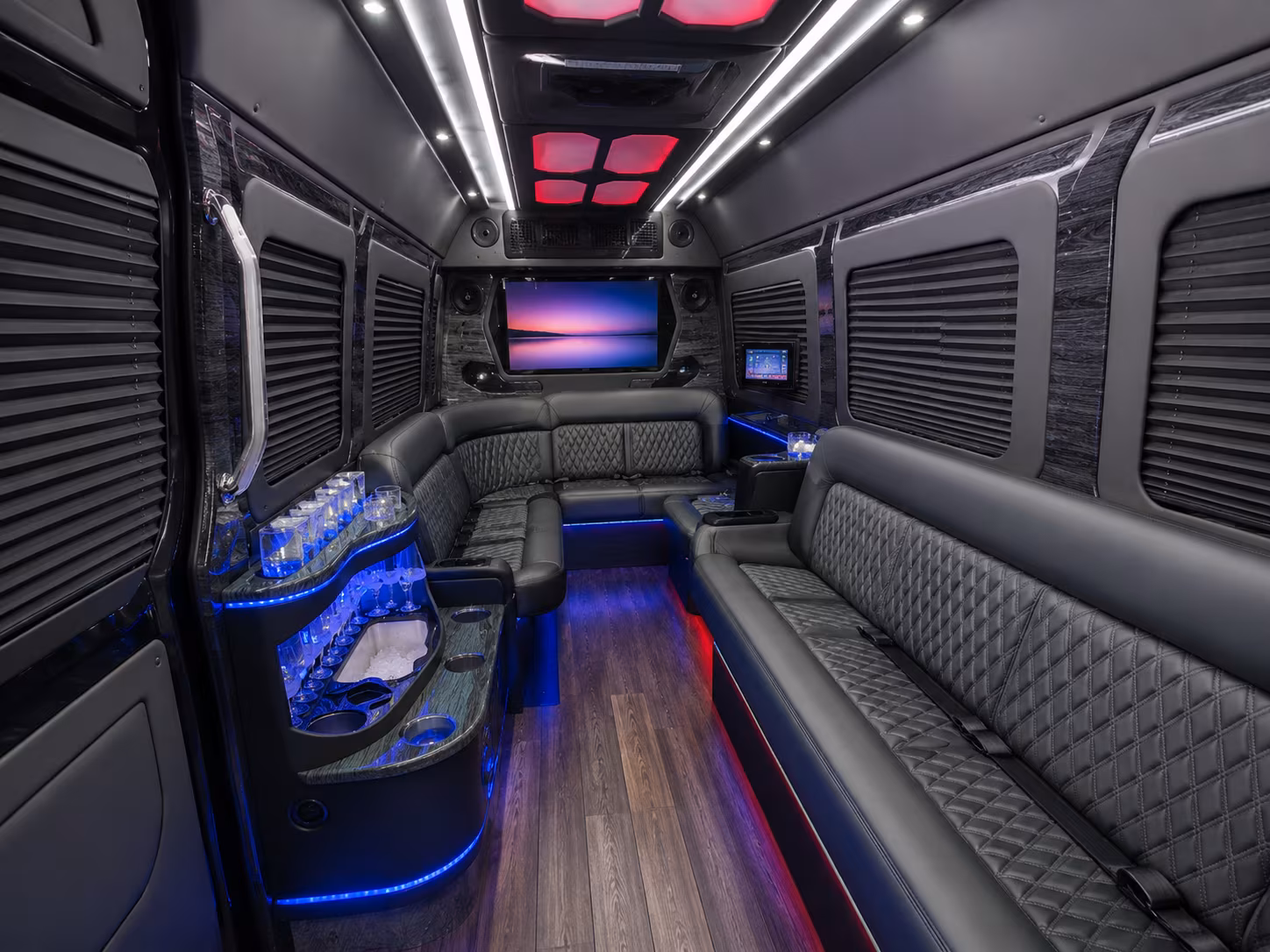 greensboro 50 passenger party bus inside