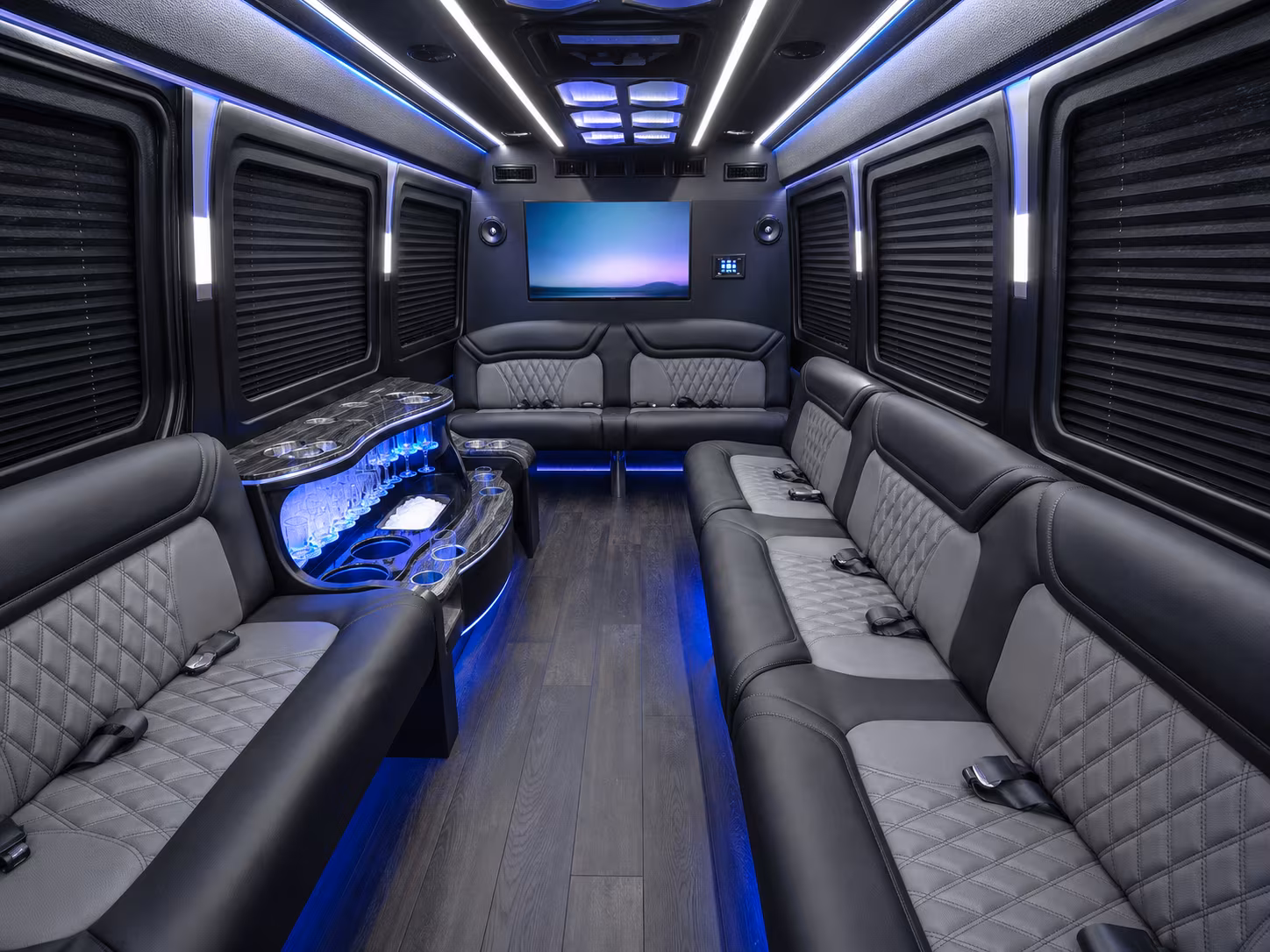 greensboro 50 passenger party bus interior